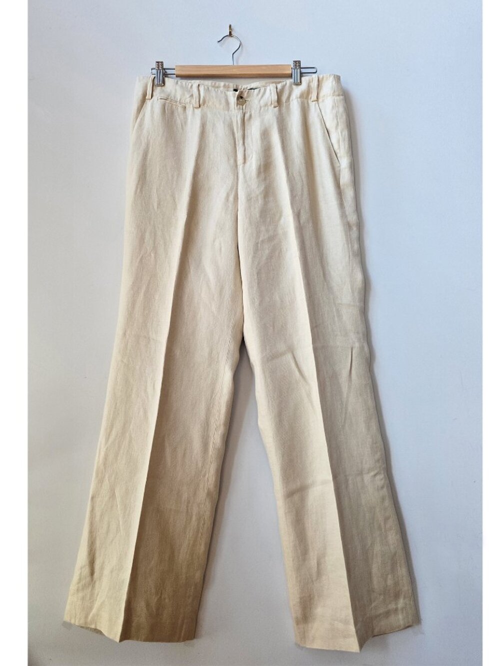 Lauren Ralph Lauren Light Beige Fully Lined Sanderson Linen Wide Leg Pants 10